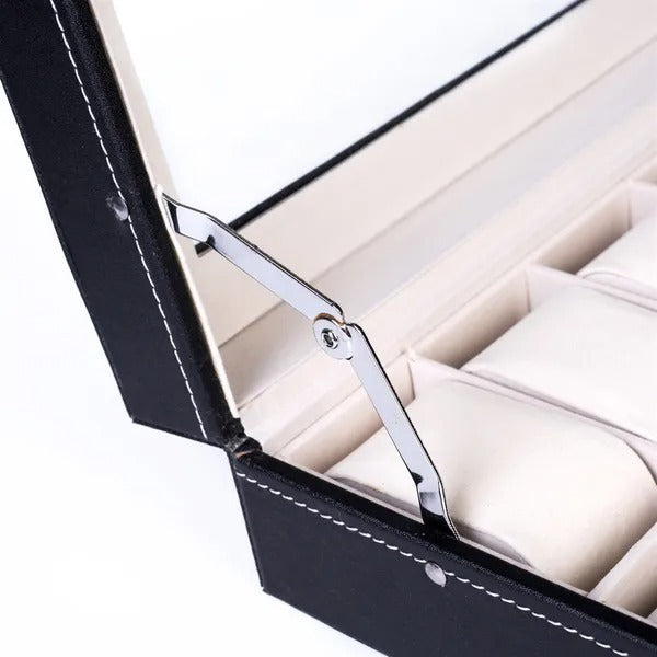 US Local 24 Slot Elegant Portable Black Watch  Box Case Organizer For Storage Display Holds Watches Jewelry For Men Women