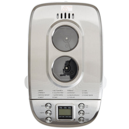 US Local Bread Maker, 15-in-1 3LB Dough Machine, Nonstick Ceramic Pan Automatic Breadmaker With Gluten Free Setting, Whole Wheat Bread Making, Digital, Programmable, 3 Loaf Sizes, 3 Crust Colors, White