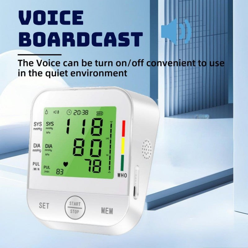 UK Local Home Arm Blood Pressure Monitor With Large Arm Cuff, Voice Announcement, Three-color Backlight And Large Display