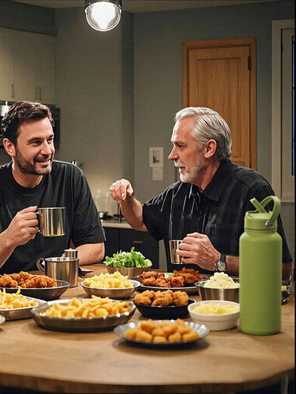 US Local Sports Water Bottle With Portable Handle, Straw, Stainless Steel, American-style, Wide-mouth, Thermal Insulation Cup