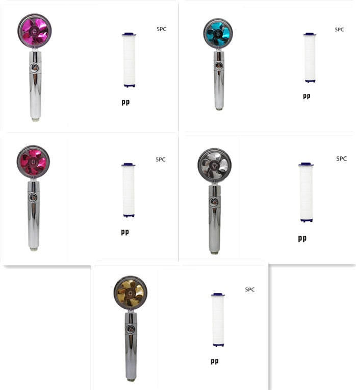 US Local Shower Head Water Saving Flow 360 Degrees Rotating With Small Fan ABS Rain High Pressure Spray Nozzle Bathroom Accessories