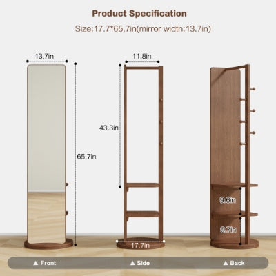 US Local Full Ength Mirror, Rubber Wood  Mirror 65.7x17.7 Inches Mirror Width 13.7 Inches Large Full Length Mirror Easy To Dress Organize And Place In The Bedroom Living Room Office Cloakroom