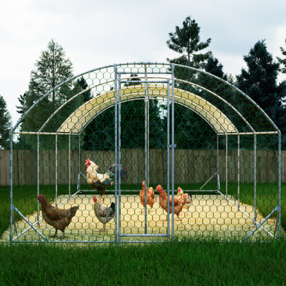 US Local 26x9x6Large Metal Chicken Coop,Walk-in Poultry Cage,Chicken Run With Waterproof Cover,Outdoor Backyard Farm,Chicken Rabbits Duck Run Pen,Easy To Assemble And Clean