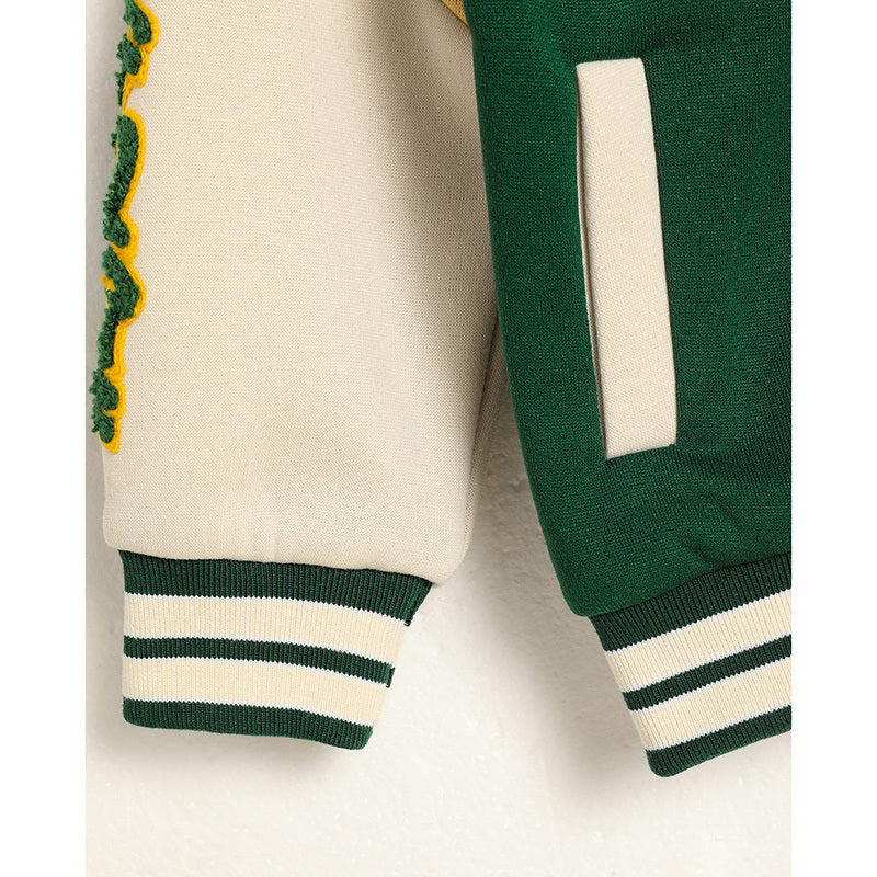 US Local Toddler Kids Girls Boy's Trendy Embroidery Letters Print Jacket Baseball Collar Sports Casual Coat Children's Wear
