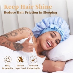 US Local Silk Bonnet For Sleeping Women, Satin Hair Bonnet For Sleeping For Wavy Curly Natural Hair Women Men
