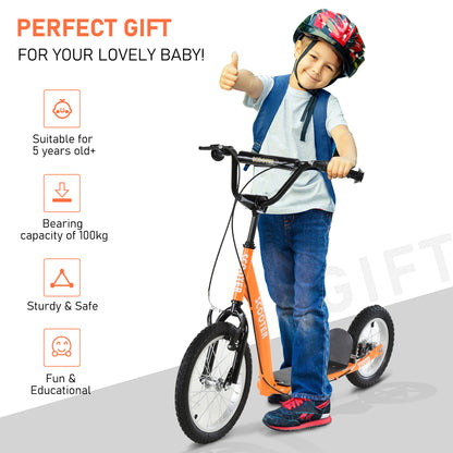 US Local Youth Scooter Kick Scooter for Kids 5+ with Adjustable Handlebar 16" Front and 12" Rear Dual Brakes Inflatable Wheels