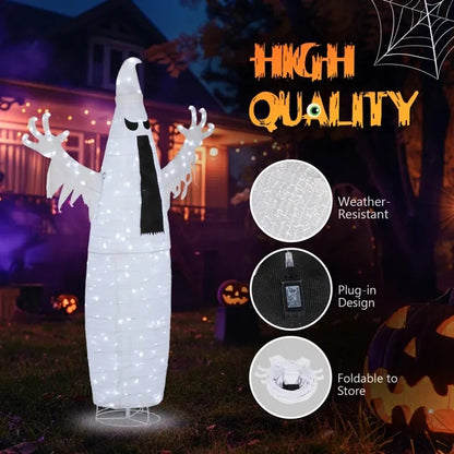 US Local 5.9ft Pop-up Ghost 160LED Lighted Outdoor Halloween Decorations