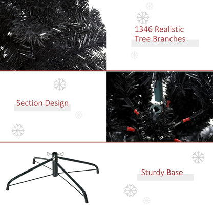 US Local 7ft Artificial Christmas Tree Unlit Douglas Fir With Realistic Branches And 1346 Tips, Black Halloween Style