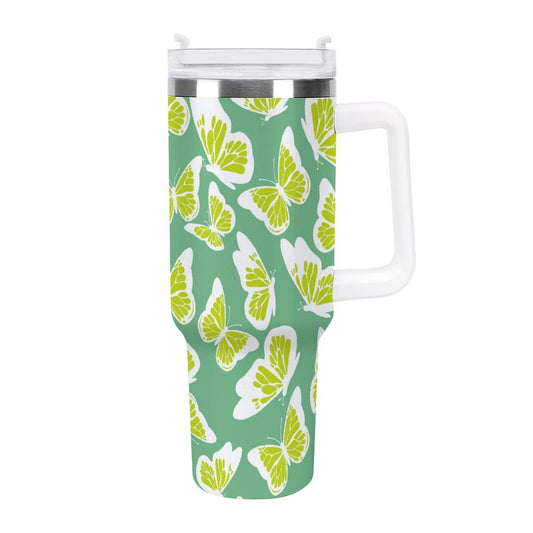 PHDT00523 POD US Local Tumbler 40oz Large Capacity Car Cup Green Butterfly