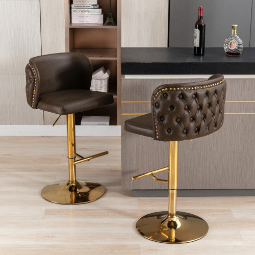 US Local Furniture,Swivel Barstools Adjusatble Seat Height, Modern PU Upholstered Bar Stools With The Whole Back Tufted, For Home Pub And Kitchen Island