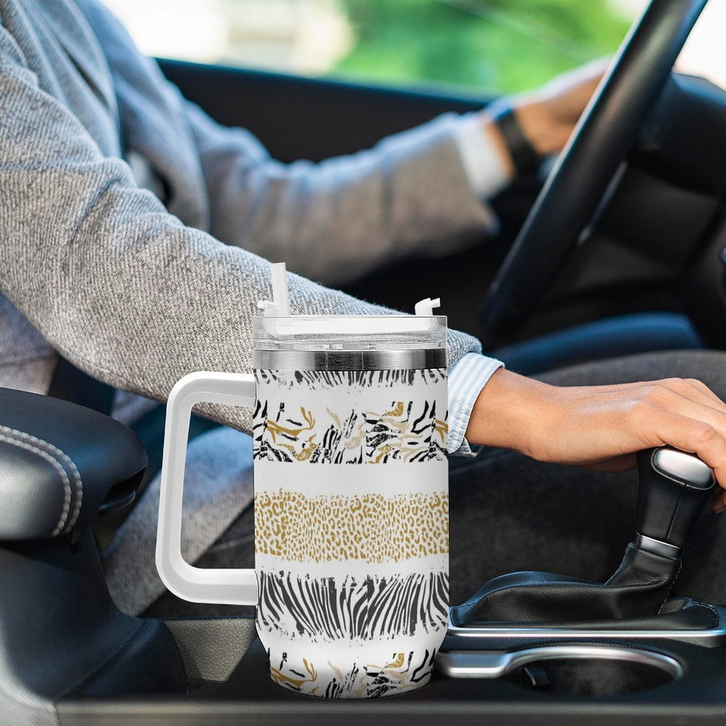PHDT00456 POD US Local Tumbler 40 oz Large Capacity Car Cup Striped, Leopard