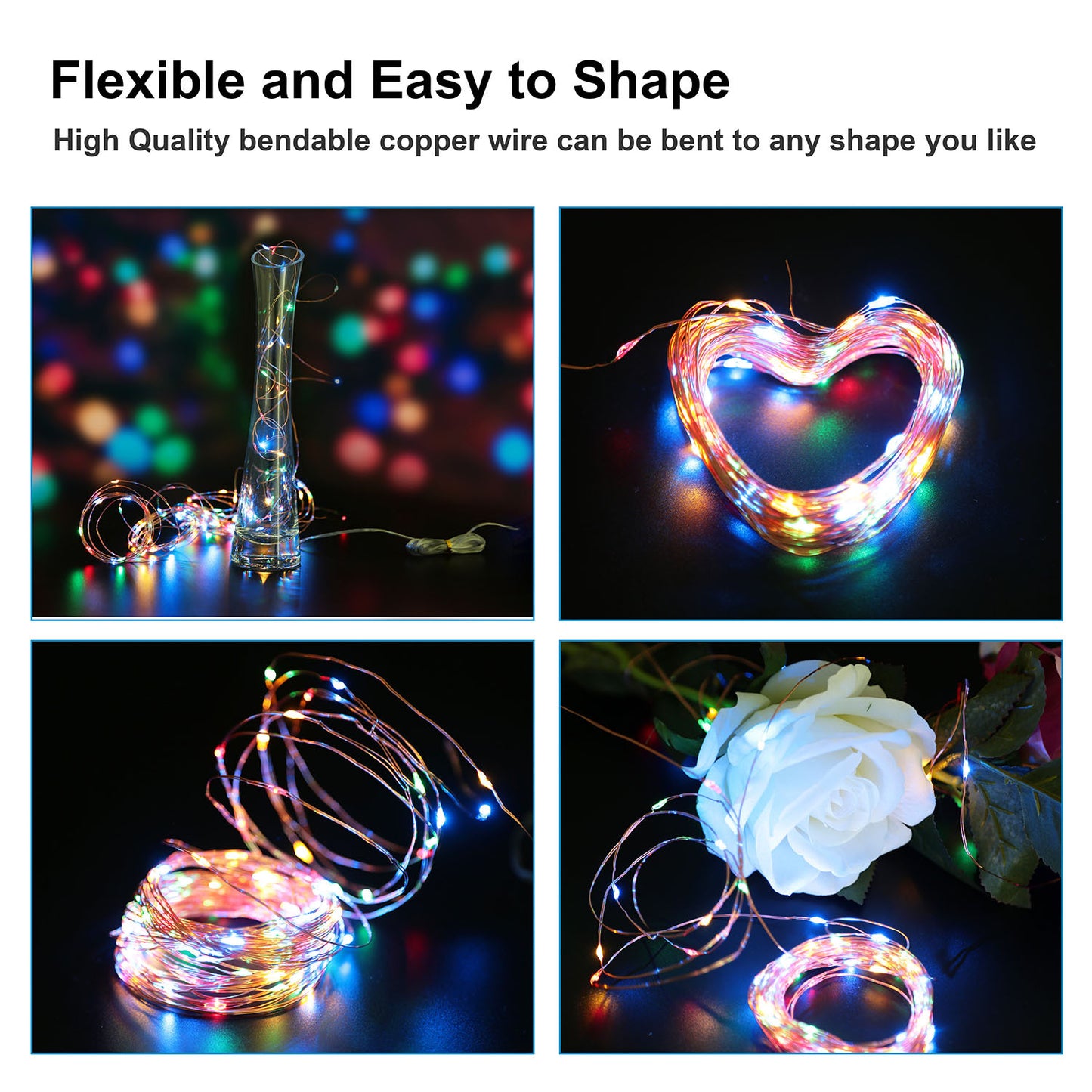 US Local 2 Light Color Options -- 1Pc Solar String Light Outdoor IP65 Waterproof Copper Wire String Lights Solar LED Fairy Lamps Wedding Party Festival