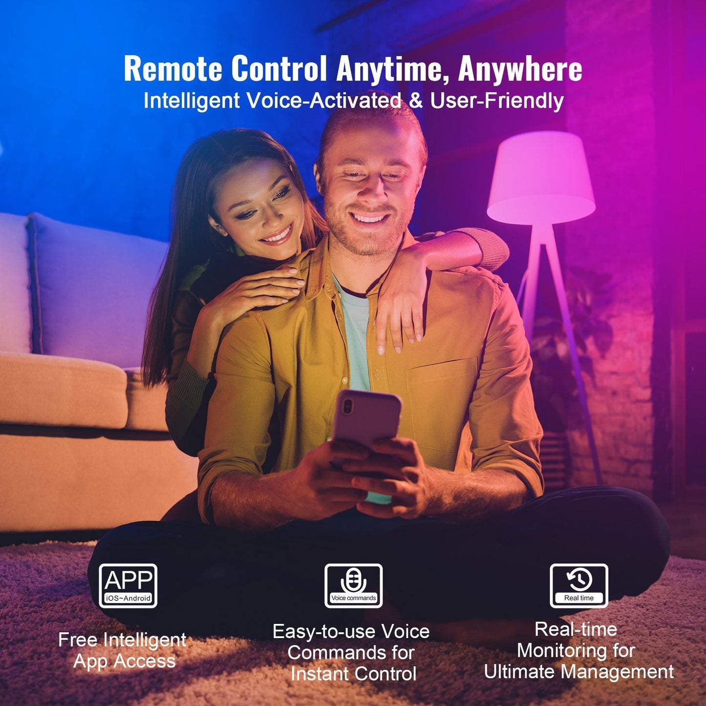 US Local VEVOR Smart Light Bulbs, 4-Pack, 9W Multicolor LED Bulbs, 800 Lumens With Smart Control Compatibility For Vera, Google Assistant, Amazon Alexa, IOS, Android, RGB Color Changing