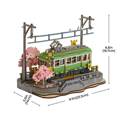 US Local Rolife  Sakura Journey Tram Car 3D Wooden Puzzle Model Toys Teens Gift