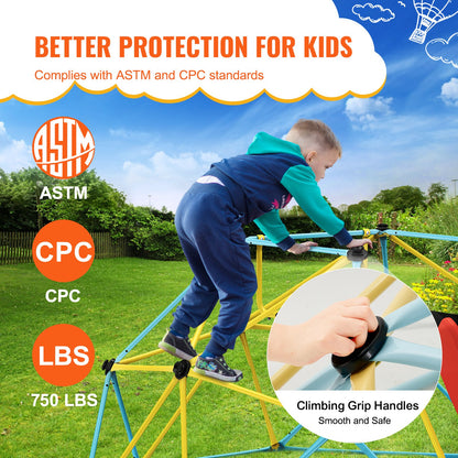 US Local Climbing Dome, For Kids 3 To 9 Years Old, 8FT Geometric Dome Climber With Slide,Jungle Gym Supports 600LBS And Easy Assembly, With Climbing Grip, Outdoor And Indoor Play Equipment For Kids