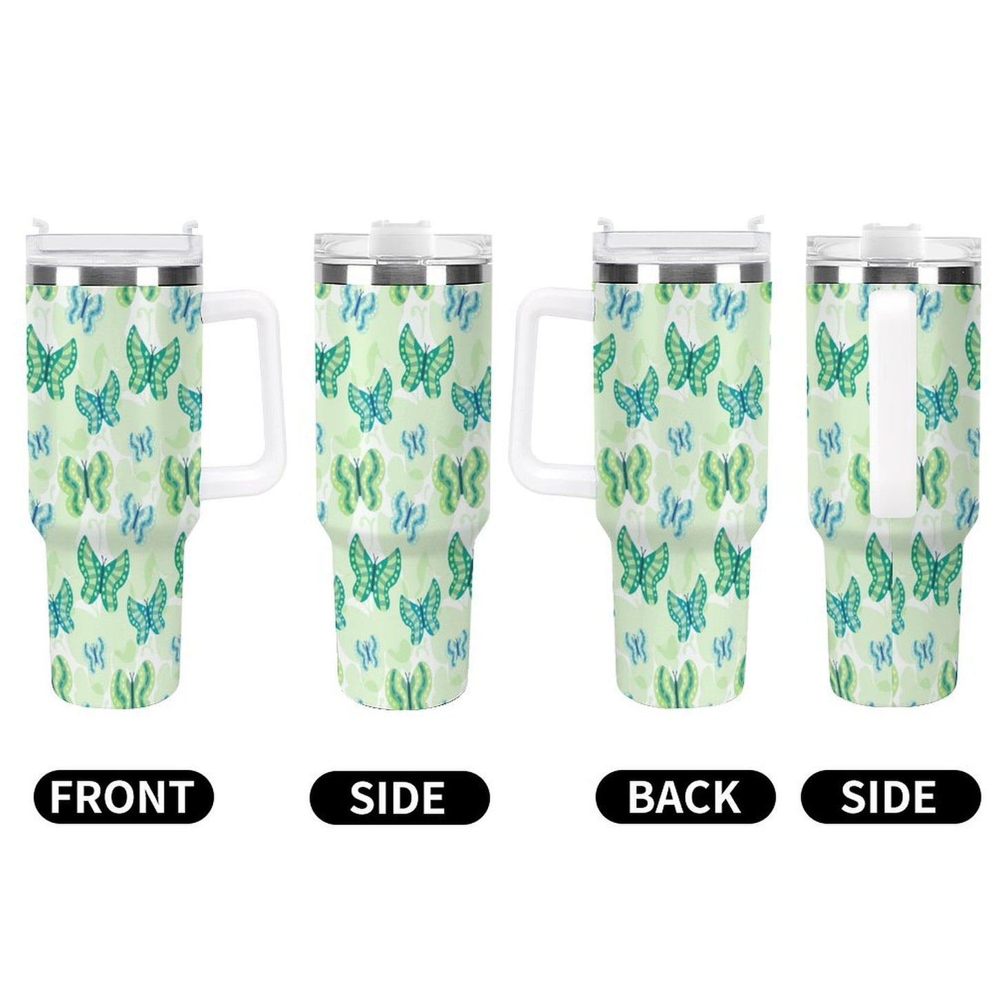 PHDT00519 POD US Local Tumbler 40oz Large Capacity Car Cup Butterfly Green