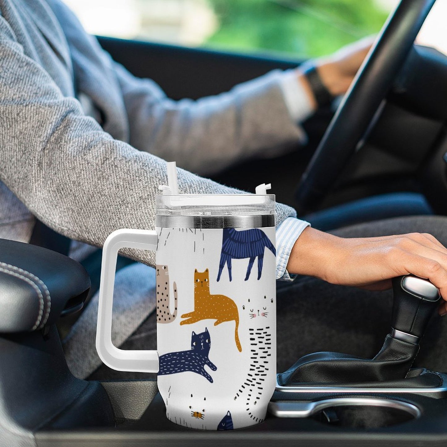 PHDT00407 POD US Local Tumbler 40 oz Large Capacity Car Cup Lovely Cat