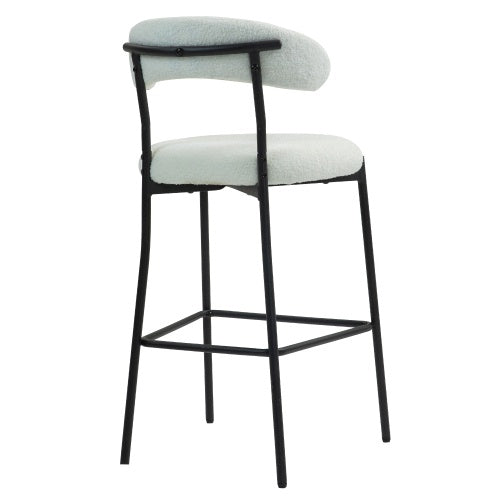 US Local 26 Counter Height Bar Stools Teddy Fabric Cover Kitchen Island Counter Bar Stool With Black Powder Coating Base And Footrest