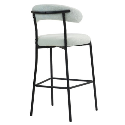US Local 26 Counter Height Bar Stools Teddy Fabric Cover Kitchen Island Counter Bar Stool With Black Powder Coating Base And Footrest
