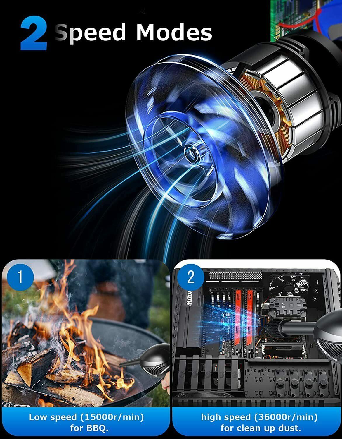 US Local Rechargeable Air Duster Electric Cleaner Cleaning Blower For Car-PC-Keyboard-Pet