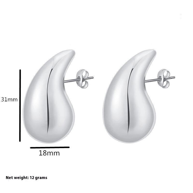 European And American Stainless Steel Hollow Affordable Luxury Style Water Drop Earrings Women