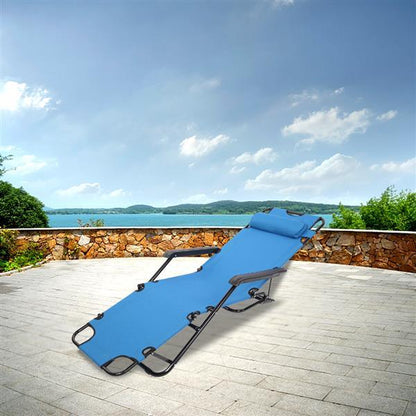 US Local Portable Folding Dual-use Extended Version Lounge Chair Blue