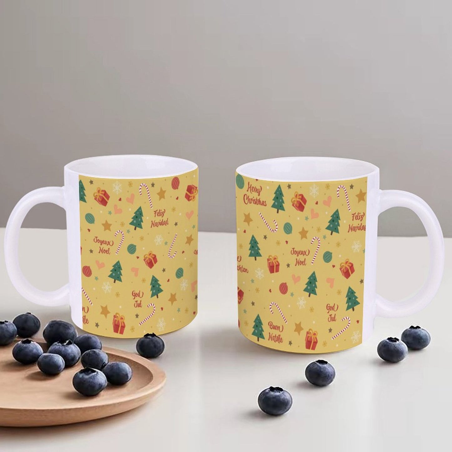 POD US Local White mug with full print, Christmas Yellow 0023