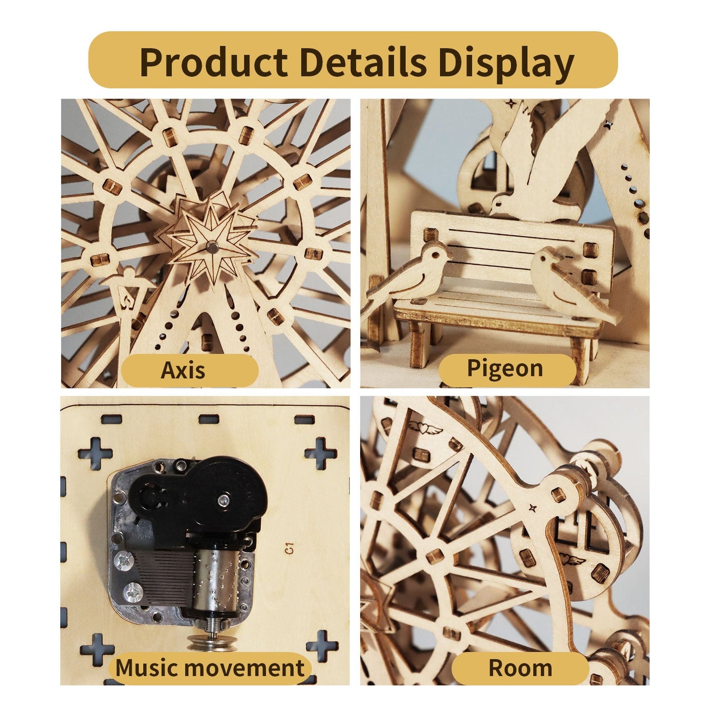 US Local MUSIC PARK 3D Wooden Puzzles Music Box Ferris Wheel DIY Crafts Handmade Model Kits For Women Birthday Gifts