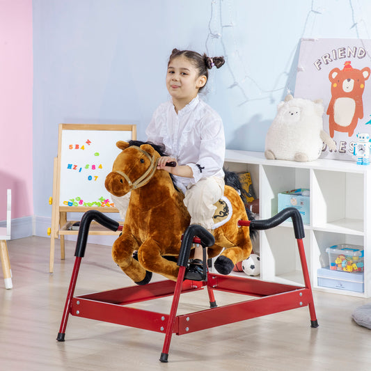 US Local Durable Kids Plush Spring Rocking Horse