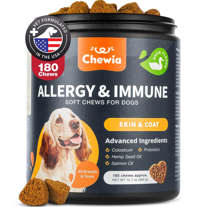 US Local Dog Allergy Relief Chews Itch Relief For Dogs Anti Itch Dog Allergy Chews US Formulated Dog Itching Skin Relief With Salmon Oil Immune Health Seasonal Allergies & Hot Spots Support Treats
