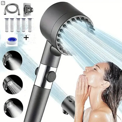 US Local Shower Head, High Pressure Flow Multiple Modes, 5 Layers Filter, Hard Water Power Rinse, With Switch, Suitable For Pet Bathing, Vertical Shower, White Turbo Shower