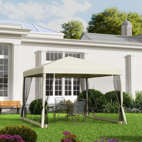 UK Local Outsunny 3 X 3m Pop Up Gazebo With 4 Mesh Sides And Carry Bag, Height Adjustable Party Canopy Tent, Portable Garden Outdoor