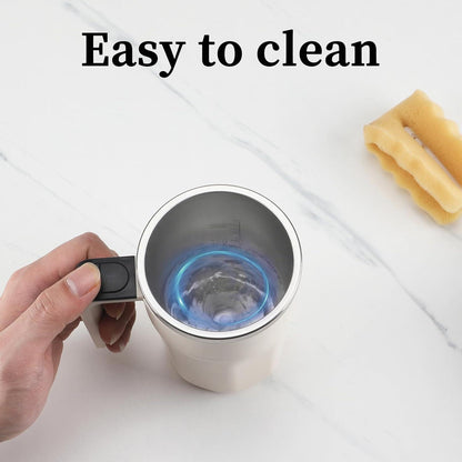 US Local Mocha 12 Oz With Temperature Display Rechargeable Automatic Stirring Coffee Cup With Lid Suitable For Coffee Milk And Other Drinks White