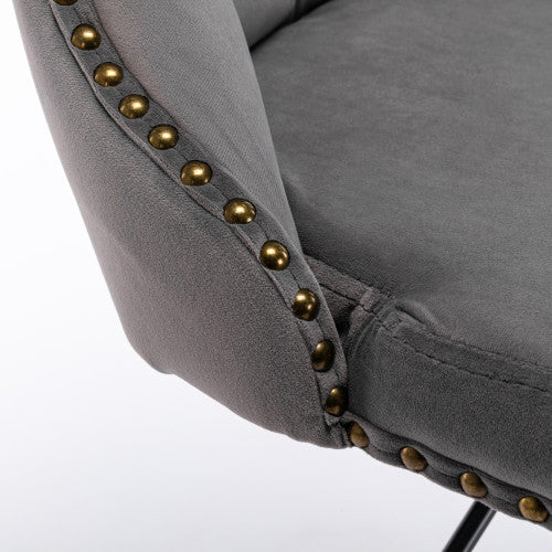 US Local Swivel Velvet Barstools Adjusatble Seat Height From 25-33 Inch Gray Set Of 2