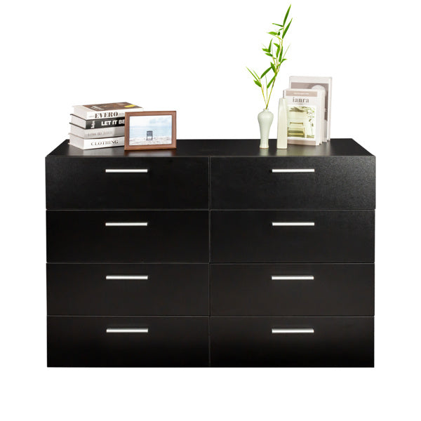US Local Black Particleboard Eight Drawer Cabinet