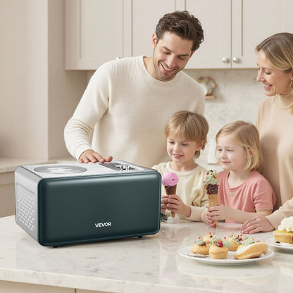 US Local 1.5 QT Automatic Ice Cream Maker With Built-in Compressor No Pre-freezing