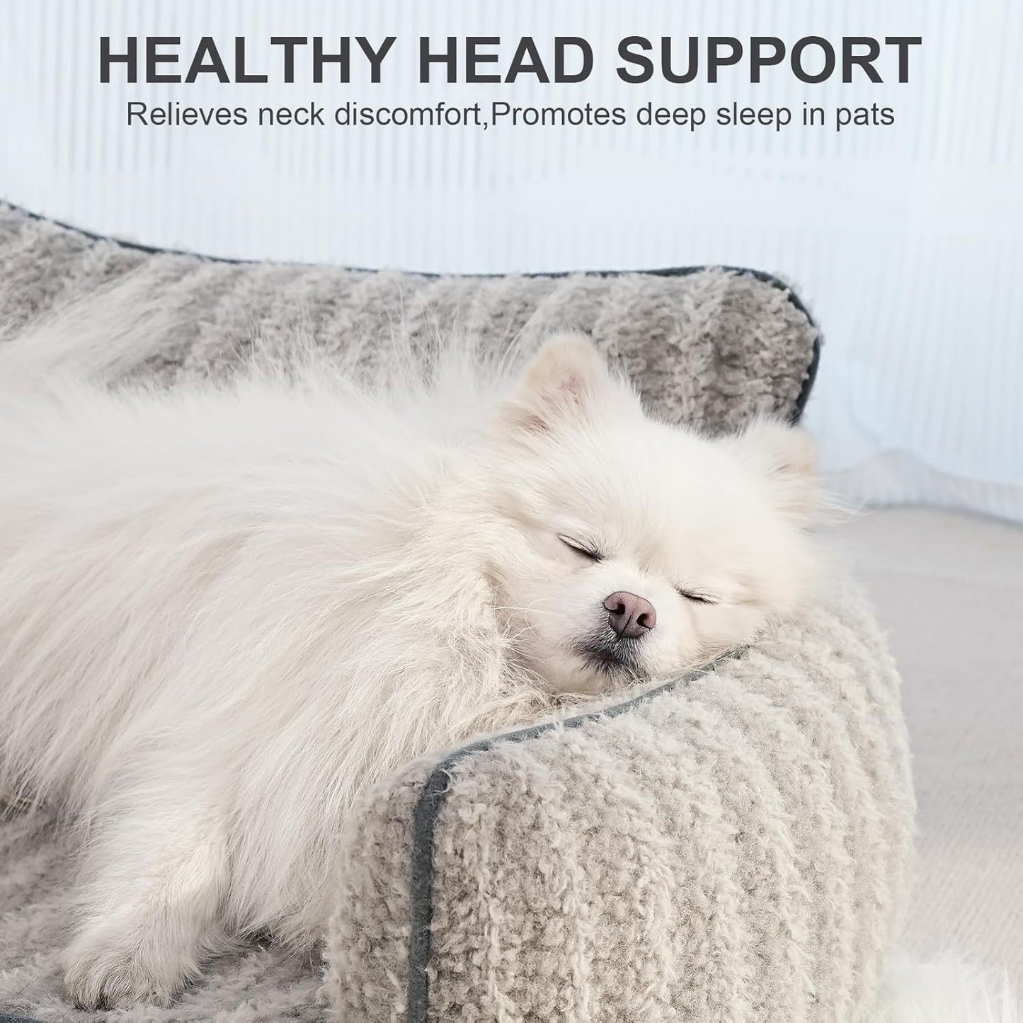 MEWOOFUN Orthopedic Pet Sofa - Supportive Bed For Small Medium Dogs & Cats, Anti-Slip Couch With Removable Cover, Grey, Large