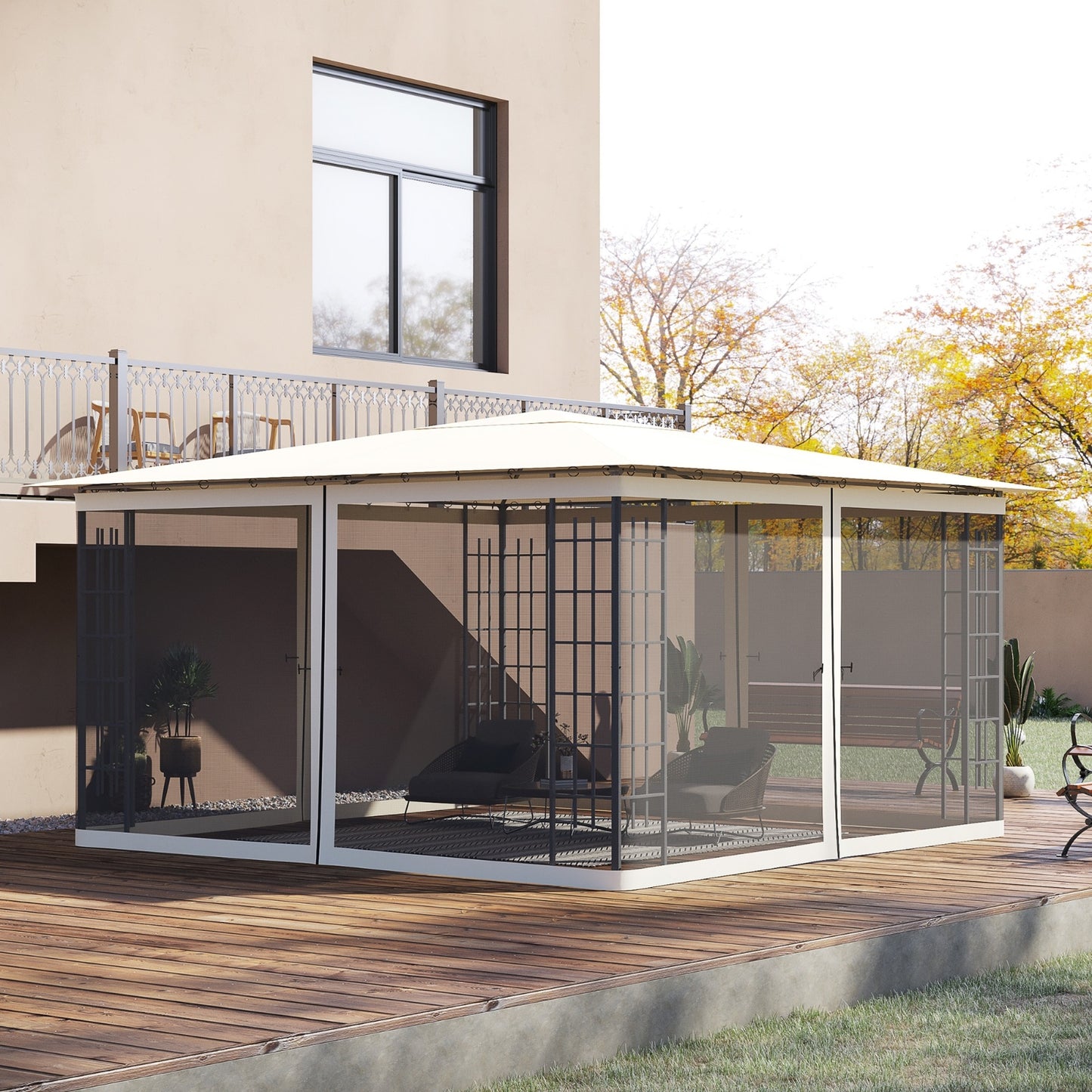 US Local Outsunny 13' X13' Replacement Mesh Sidewall Netting For Patio Gazebos And Canopy Tents With Zippers