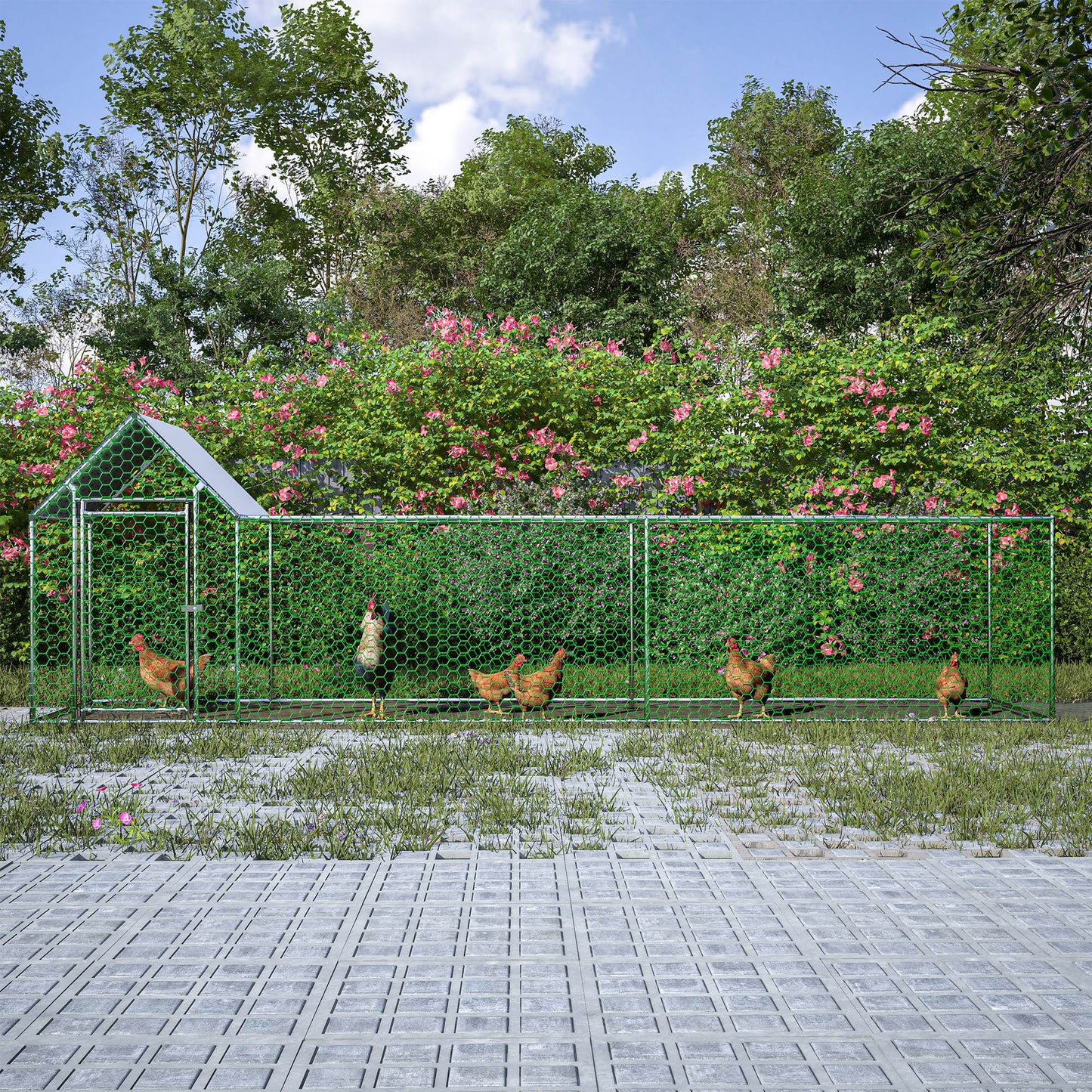 US Local Metal Chicken Coop,Walk-in Chicken Run,Poultry Chicken Hen Pen Cage,Rabbits Duck Cages,With Cover