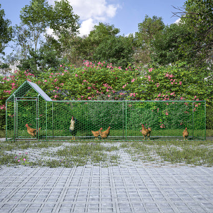 US Local Metal Chicken Coop,Walk-in Chicken Run,Poultry Chicken Hen Pen Cage,Rabbits Duck Cages,With Cover