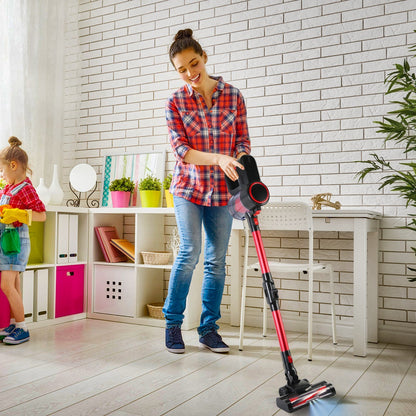 US Local Cordless Vacuum Cleaner Lightweight Handheld Vacuum Upright Stick Floor Vacuum Battery Powered Mop With Lighting 2 Speeds 12000PA Suction 4 Tools Mount Bracket 180 Degree Foldable