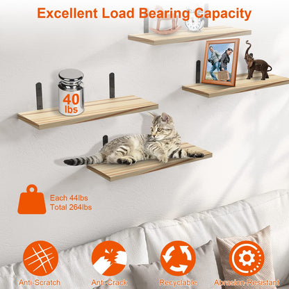 US Local 6 Sets Floating Shelves 15.74x5.74Inch Wall Mounted Shelves Wood Storage Shelves Metal Bracket Hanging Display Shelf Wall Organizer For Living Room Bathroom Kitchen Decor