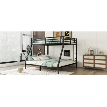 US Local Metal Queen Over King Bunk Bed For Teens And Adults,Space-Saving Noise Reduced No Box Spring Needed, Black