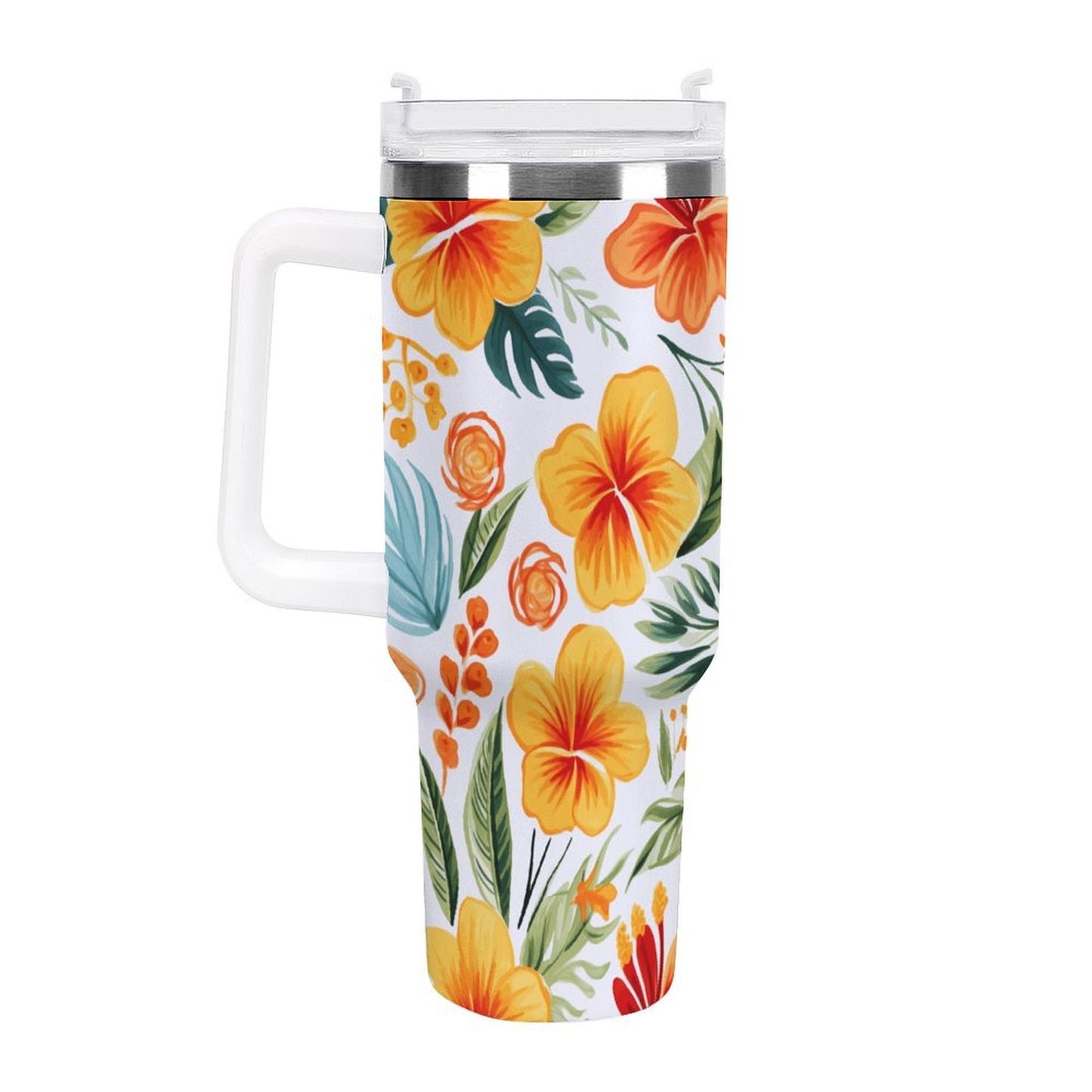 PHDT00457 POD US Local Tumbler 40 oz Large Capacity Car Cup Summer Flowers, Fruits, Tropical