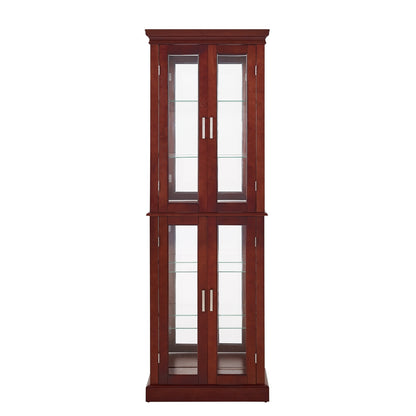 US Local Lighted Curio Display Cabinet With Adjustable Shelves & Mirrored Back Panel