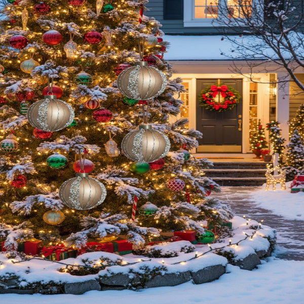 US Local 4PCS Set Christmas Glass Ball Ornaments Holiday Tree Hanging Decorations Party Decor Supplies FBA Shipment