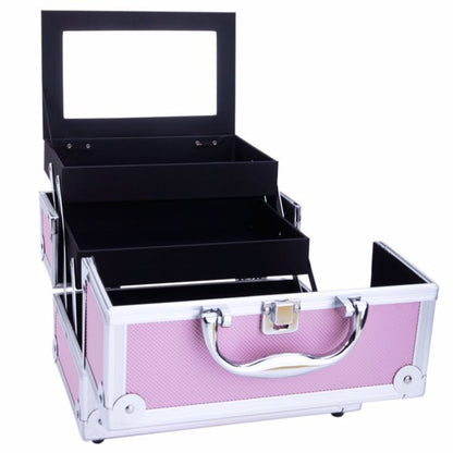US Local Handheld Top Double Opening Aluminum Alloy Makeup Case With Mirror
