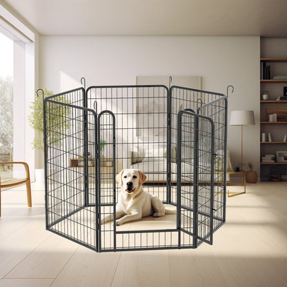 US Local 6 Panels Heavy Duty Metal Playpen With Door 39.37 H Dog Fence Pet Exercise Pen For Outdoor, Indoor