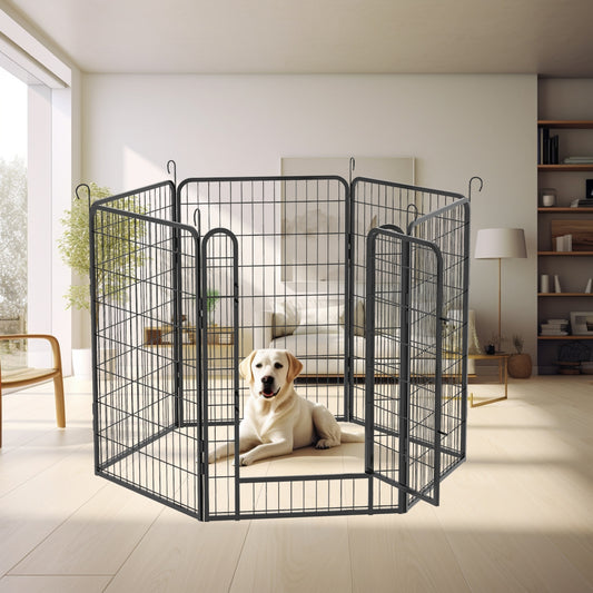US Local 6 Panels Heavy Duty Metal Playpen With Door 39.37 H Dog Fence Pet Exercise Pen For Outdoor, Indoor