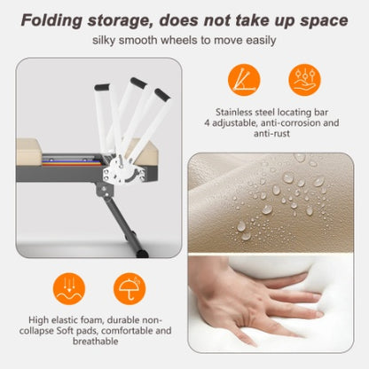 US Local Pilates Reformer Machine For Home Gym Workout, Foldable Pilates Equipment With High Strength Alloy Springs For Beginners, Up To 330lbs